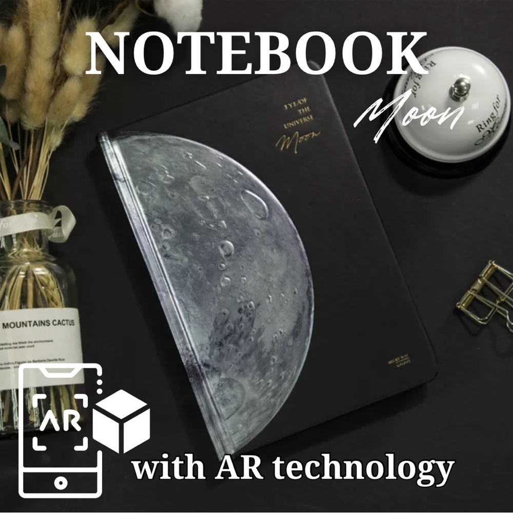 Notebook with AR: Moon, Planet 5x7,4 in, 112 pages. Eye of the Universe/Galaxy